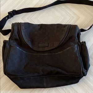 Gucci Black GG Motif Canvas Diaper Bag